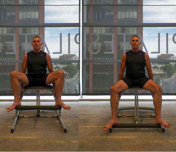 kājas sūkņi, Pilates krēsla, Viena kājas, Viena kājas sūkņi, kreiso kāju, parādīts attēlā
